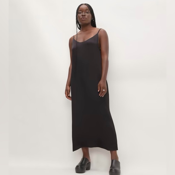 Everlane Dresses & Skirts - 🖤EVERLANE THE HAMMERED SATIN SLIP DRESS BLACK 6